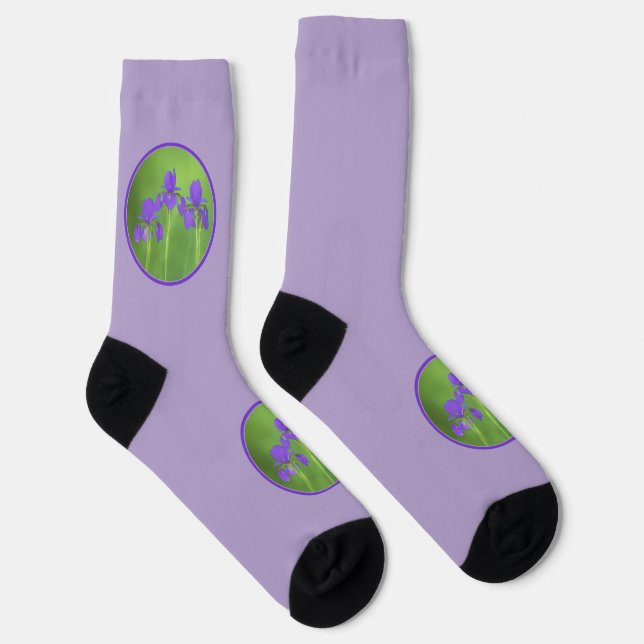 Chaussette Peinture Iris Violet - Art Fleur Originale (Droite)