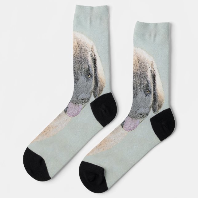 Chaussette Peinture Leonberger - Joli art original chien (Gauche)