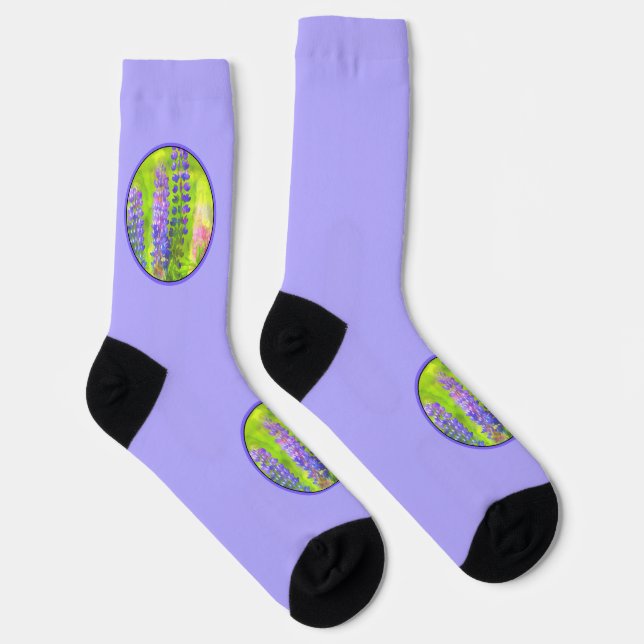 Chaussette Peinture Lupine - Art Fleur Original (Droite)