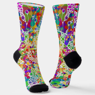 Chaussette Peinture Main Spirales Points Colorée 2