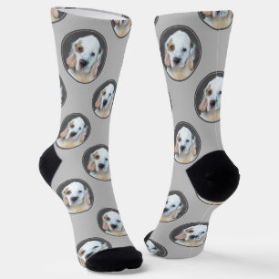Chaussette Peinture originale de chiot Clumber Spaniel Art de