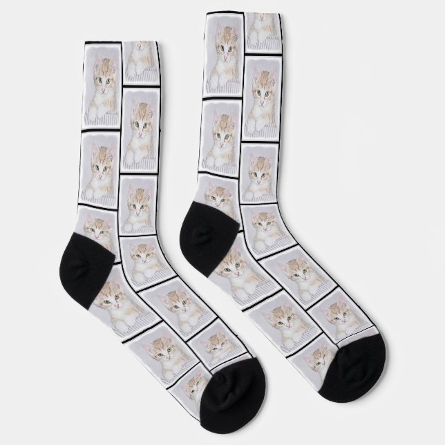 Chaussette Peinture originale mignonne de chaton tigré orange (Droite)