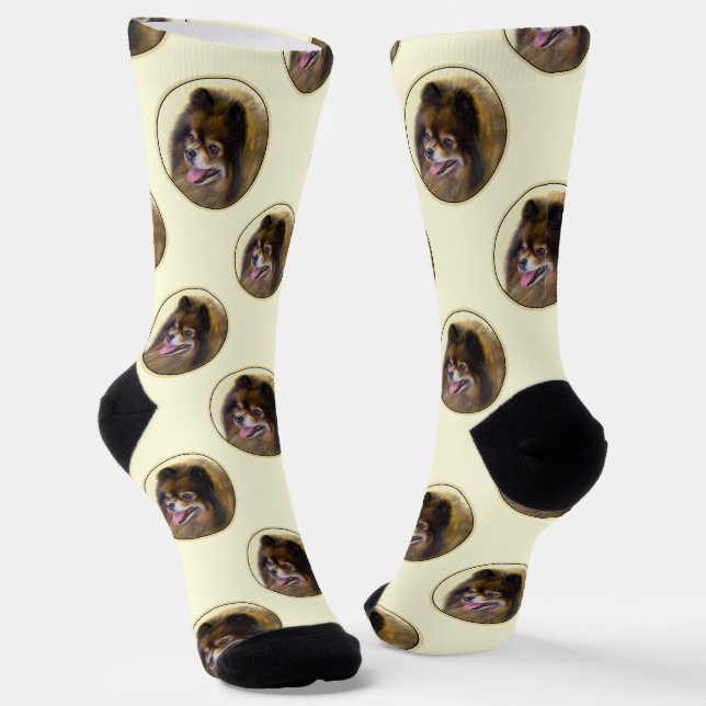 Chaussette Peinture Poméranienne Orange Sable Original Chien  (Angulaire)