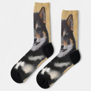 Chaussette Peinture Shiba Inu (Noir et Tan) - Art Chien