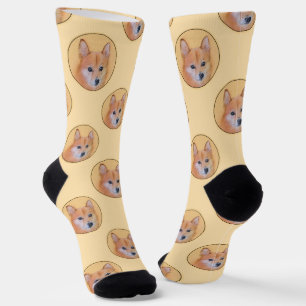 Chaussette Peinture Spitz Finlandais Chien Original Mignon Ar