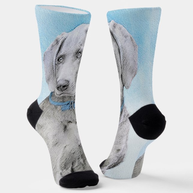 Chaussette Peinture Weimaraner - Joli art original chien (Angulaire)