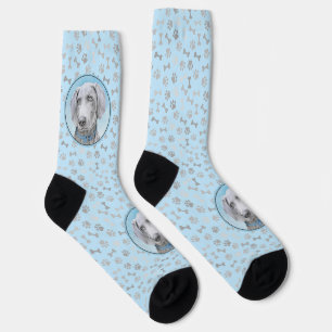 Chaussette Peinture Weimaraner - Joli art original chien