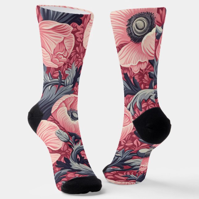 Chaussette Pépites roses vintages florales (Angulaire)
