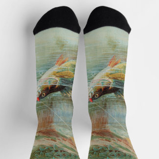 Chaussette Perche jaune par S.A. Kilbourne, Poisson vintage