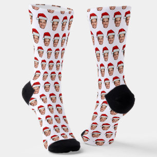 Chaussette Père Noël Chapeau de Noël Photo de Visage Personna