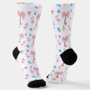 Chaussette Père Noël Flamingo Pattern Amusant Tropical Noël