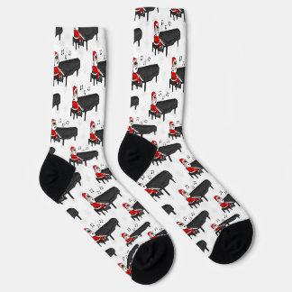 Chaussette Père Noël jouant du piano à queue Pianiste de Noël