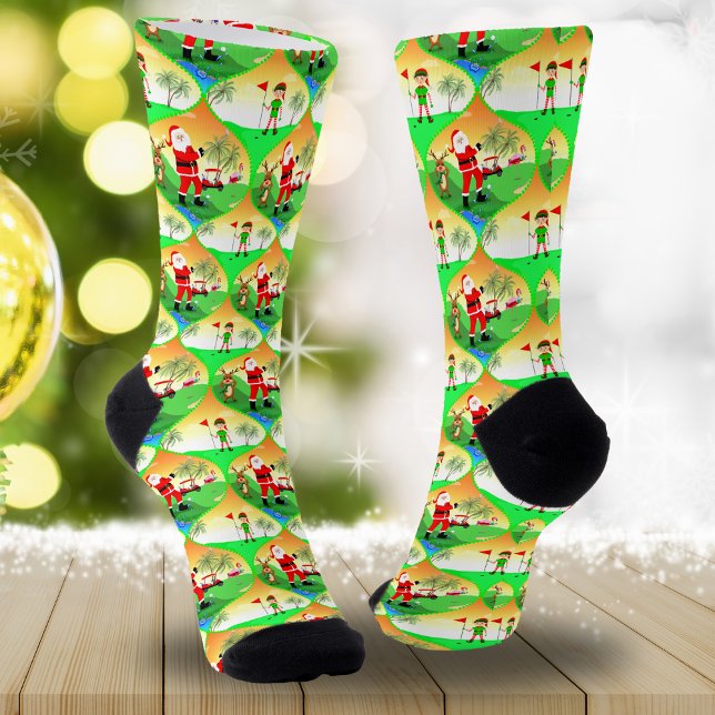 Chaussette Père Noël Jouer Golf En Floride Ogee Noël (Swing into joy: Santa's Florida golf socks, a hole-in-one gift for festivities!)