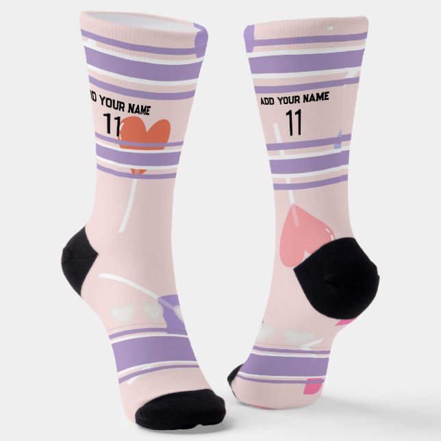 Chaussette Perple & Rose - Nom Numéro Chaussettes cœur (Angulaire)