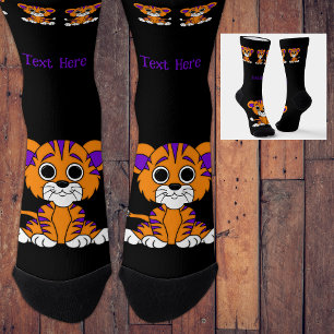 Chaussette Personalisé Purple & Orange Baby Tiger