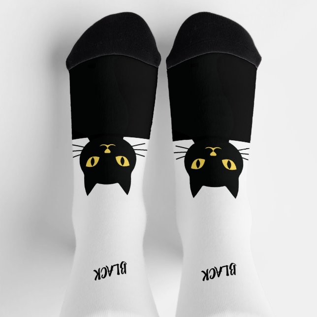 Chaussette Personalized Black Cat Socks - Cat Lovers gift  (Haut)