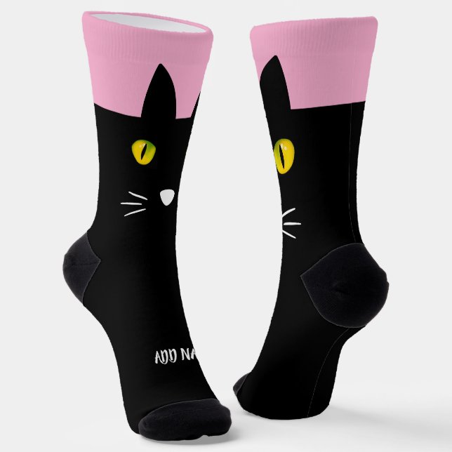 Chaussette Personalized Black Cat Socks - Cats Custom Gift  (Angulaire)