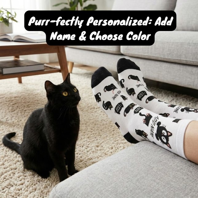 Chaussette Personalized Black Cat Socks - Custom Cat Lover Gi (Black Cat Gift Socks, The Best Gift For Black Cat Lovers, For christmas or birthday .)