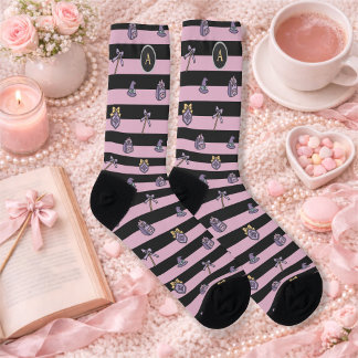 Chaussette Personalized Book Girl Academy Wizard Black Pink