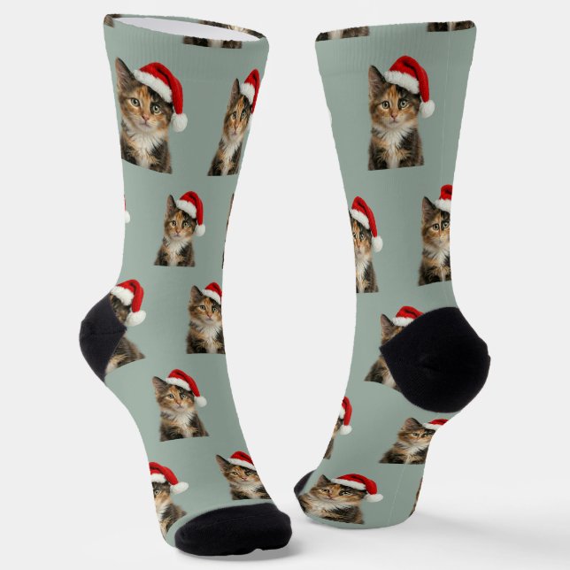 Chaussette Personalized Custom Calico Kitty Cat Christmas  (Angulaire)