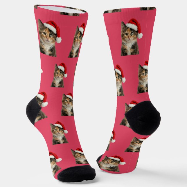 Chaussette Personalized Custom Calico Kitty Cat Christmas  (Angulaire)