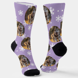 Chaussette Personalized Custom Photo Blob - Snowflake Husky 