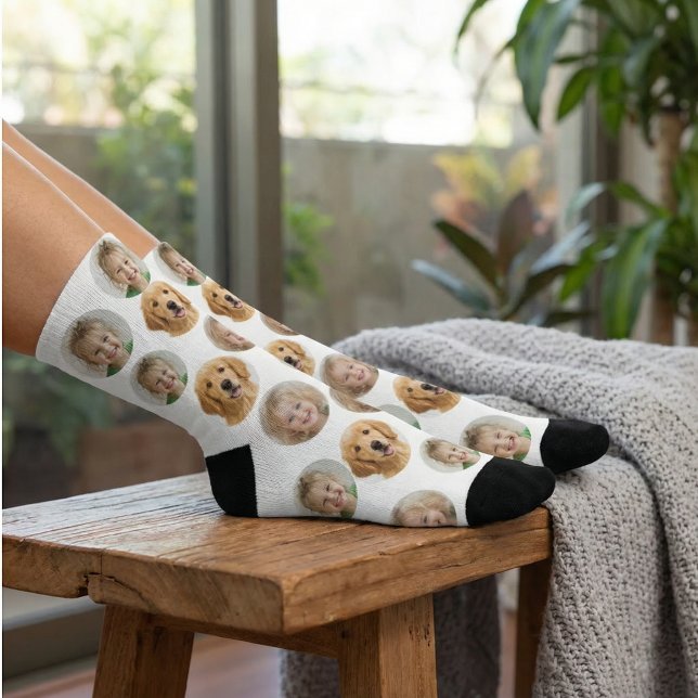 Chaussette Personalized Three-Photo Face Socks | Custom Gift (Créateur téléchargé)