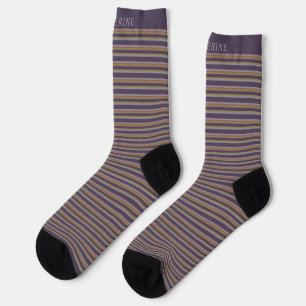 Chaussette Personnalisable rayures gris violet prune foncé