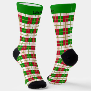 Chaussette Personnalisable Rétro Noël Plaid Motif