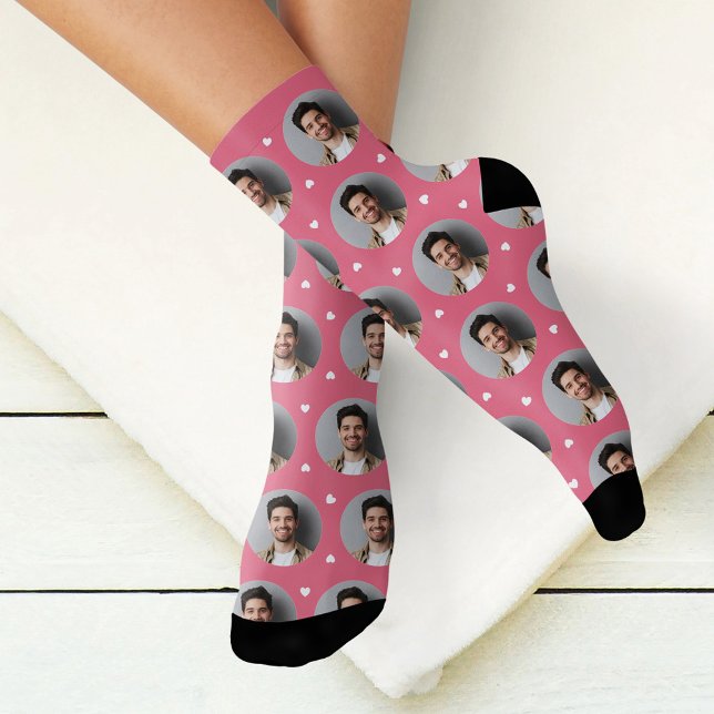 Chaussette Personnalisé Boyfriend Photo Pink Love (Créateur téléchargé)