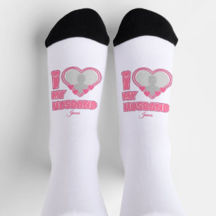 Chaussette Personnalisé I Love My Wife - Ajouter Nom & Photo