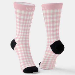 Chaussette Personnalisé Pastel rose blanc À damiers Motif