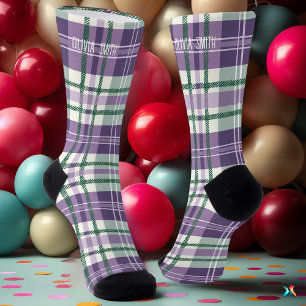 Chaussette Personnalisé Purple et Tartan vert Plaid personnal