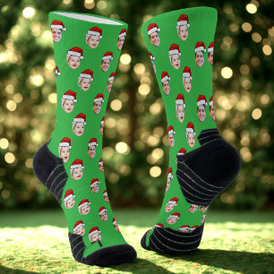 Chaussette Personnalisé Santa Hat Visage Noël Cadeau 2 Photos