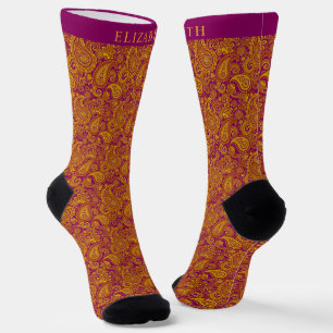 Chaussette Personnalisé violet jaune orange Motif
