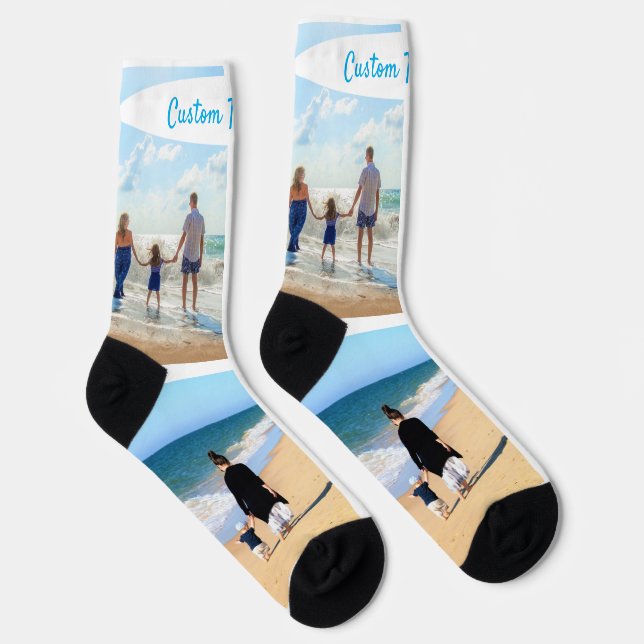 Chaussette Personnalisé Votre Photo Collage Chaussettes Texte (Droite)