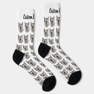 Chaussette personnalisée avec photo de chat et tex