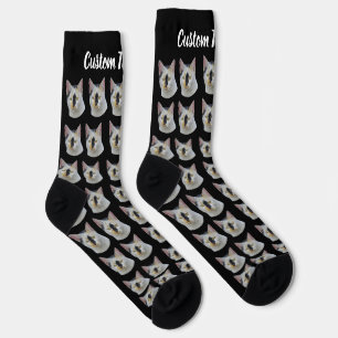 Chaussette personnalisée avec photo de chat et tex