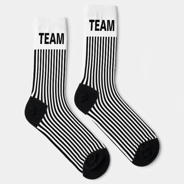 Chaussette Personnaliser LE NOM DE L'ÉQUIPE BLANC Noir (Droite)