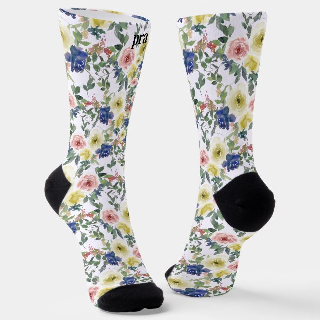 Chaussette Personnaliser les initiales Multicolor rose violet (Angulaire)