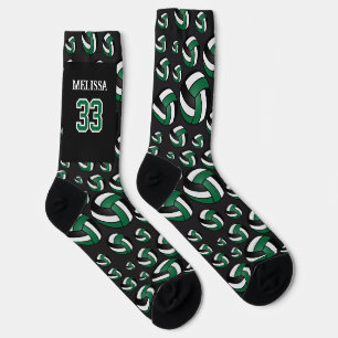 Chaussette Personnalisez Vert, Noir et Blanc Volleyball
