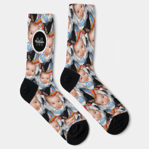 Chaussette Personnalisez votre monogramme à motif de deux pho