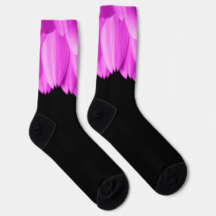 Chaussette Pétales de fleurs roses chaudes sur noir