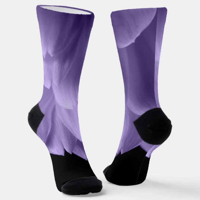 Chaussette Pétales de fleurs violettes Ultra violet noir (Angulaire)
