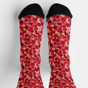 Chaussette Pétales de Rose Rouge Floral