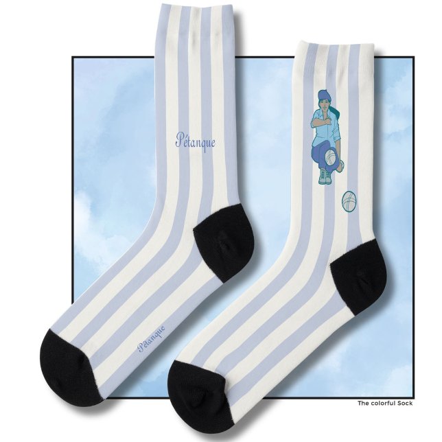 Chaussette Pétanque, Joueuse de boules en bleu (Créateur téléchargé)