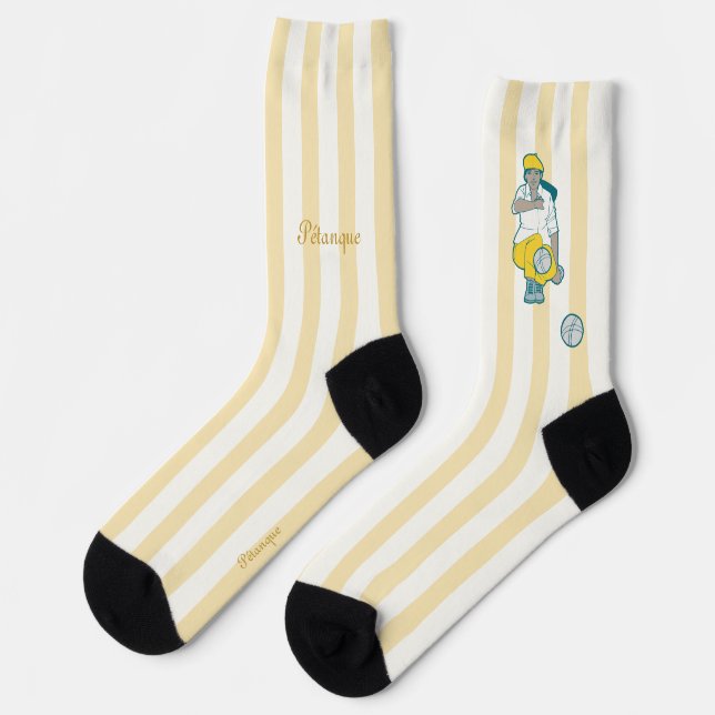 Chaussette Pétanque, joueuse de boules en jaune (Gauche)