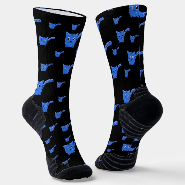 Chaussette Petits chatons noirs et bleus  (Angulaire)