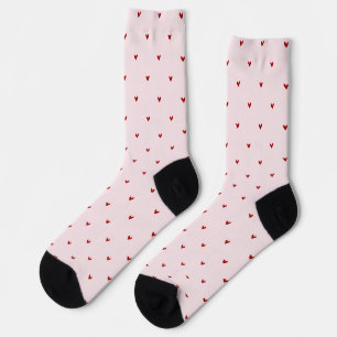 Chaussette Petits cœurs rouges Saint-Valentin rose