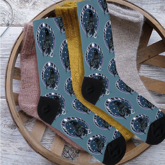 Chaussette Phases de la lune corail Étoiles Bleu (Créateur téléchargé)